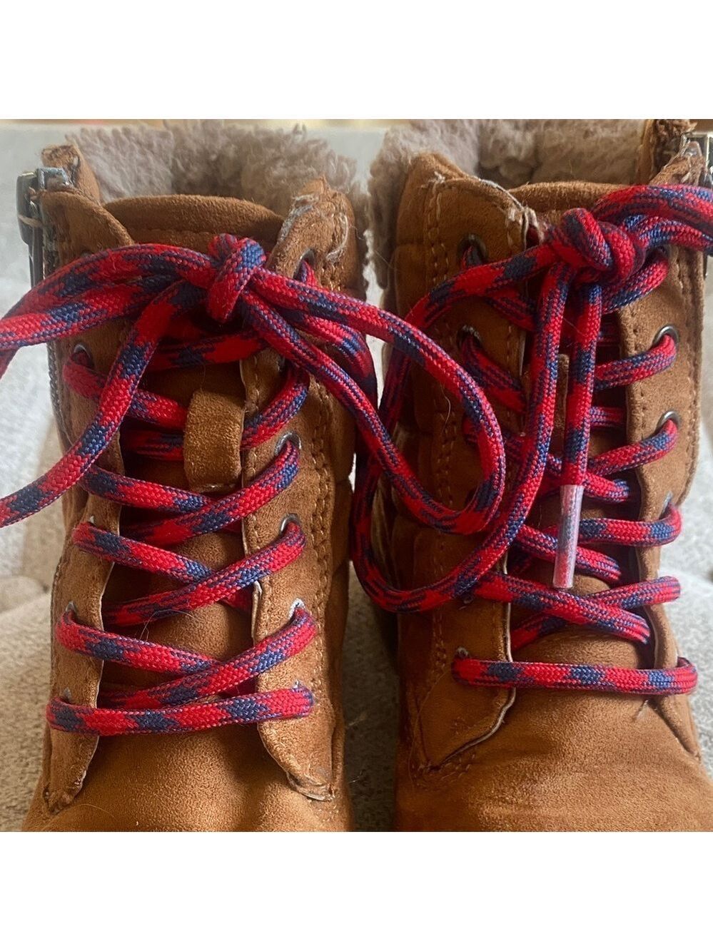 Steve Madden Kids Tan Lace-Up Boots w/ Zipper Sz 11 - Picture 6 of 10